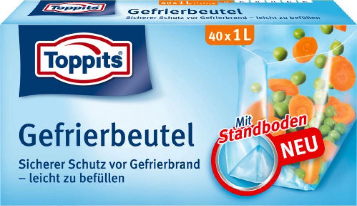 Toppits diepvrieszakken 80 STUKS van 1 liter (2 x 40 stuks) - GEEN ZIPSLUITING