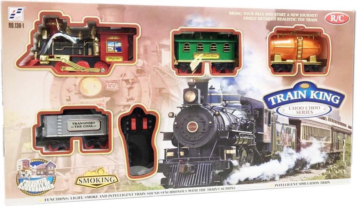 Speelgoed stoomtrein -  CHoo CHoo trein geluid | Rail Baan 103x78CM - TRAIN KING (inclusief batterijen)