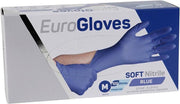 Eurogloves handschoenen blauw softnitrile 100 stuks poedervrij maat Large