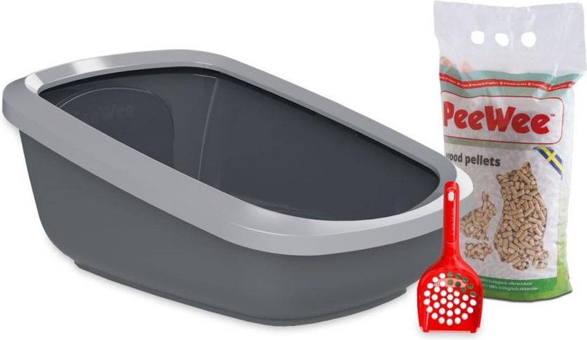 PeeWee EcoGranda XXL Kattenbak Startpakket Grijs/Antraciet - 66