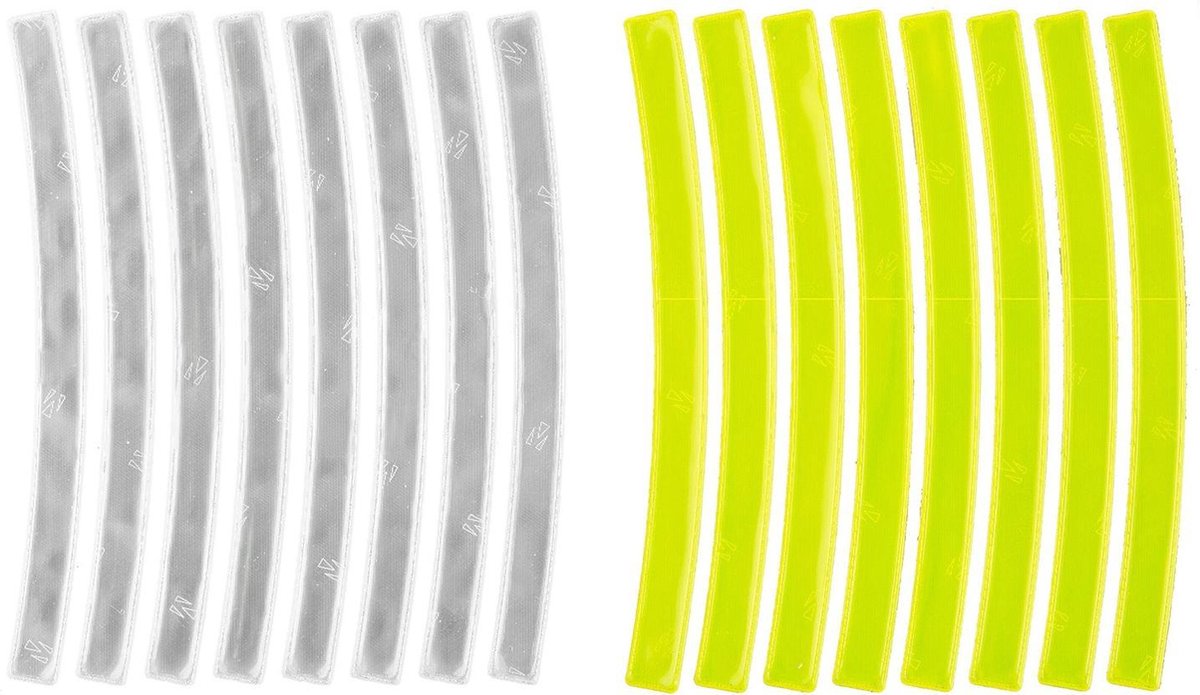 M-wave Reflecterende Stickers Wit + Geel 16 Stuks