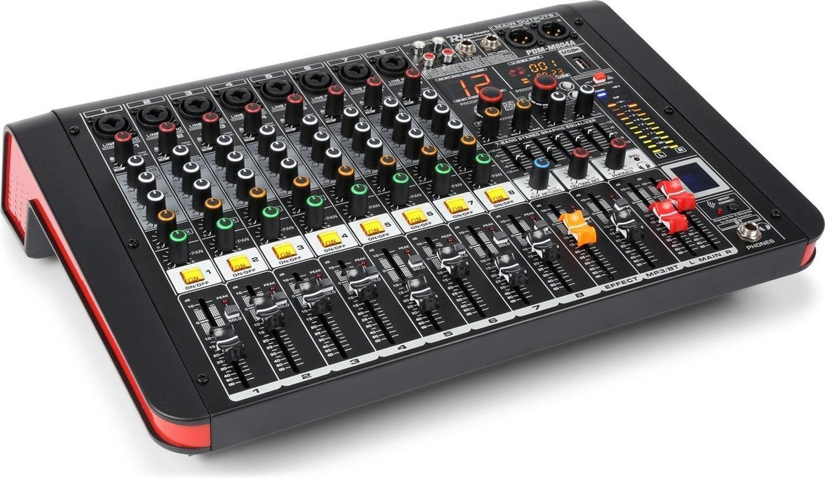 Power Dynamics PDM-M804A 8-Kanalen Studio Mixer met Versterker