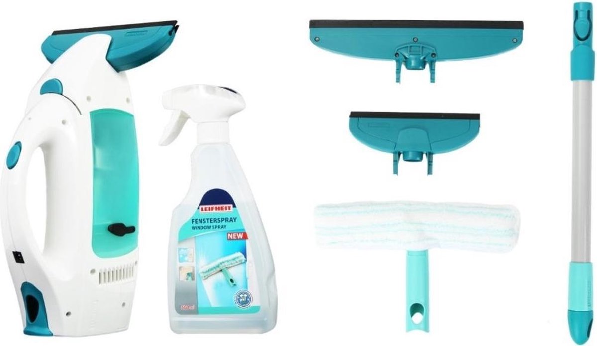 Leifheit Dry & Clean Ruitenreiniger set - 28cm breedte - 6 delig - voordeelverpakking "all-in-one-set"
