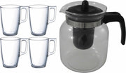 Glazen theepot zwart met filter van 1