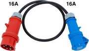 Soolutions CEE rood 16A (m) naar CEE blauw 16A (v)