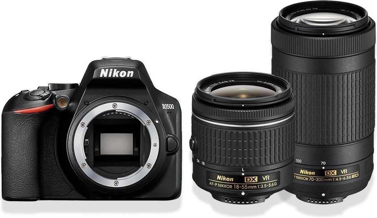 Nikon D3500 + AF-P DX 18-55 VR + AF-P 70-300 VR - Zwart