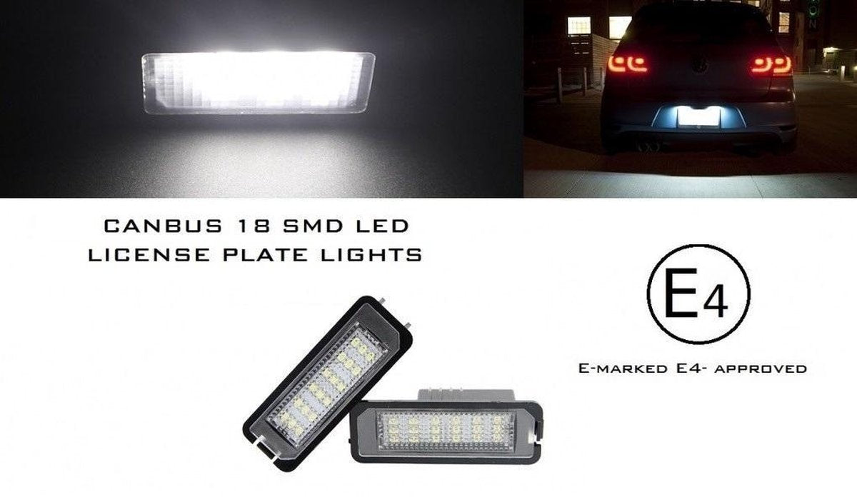 LED Kentekenverlichting set voor Seat Altea XL Exeo Ibiza Leon Toledo CANBUS 18 SMD LED Kenteken LED lampen set verlichting units wit licht