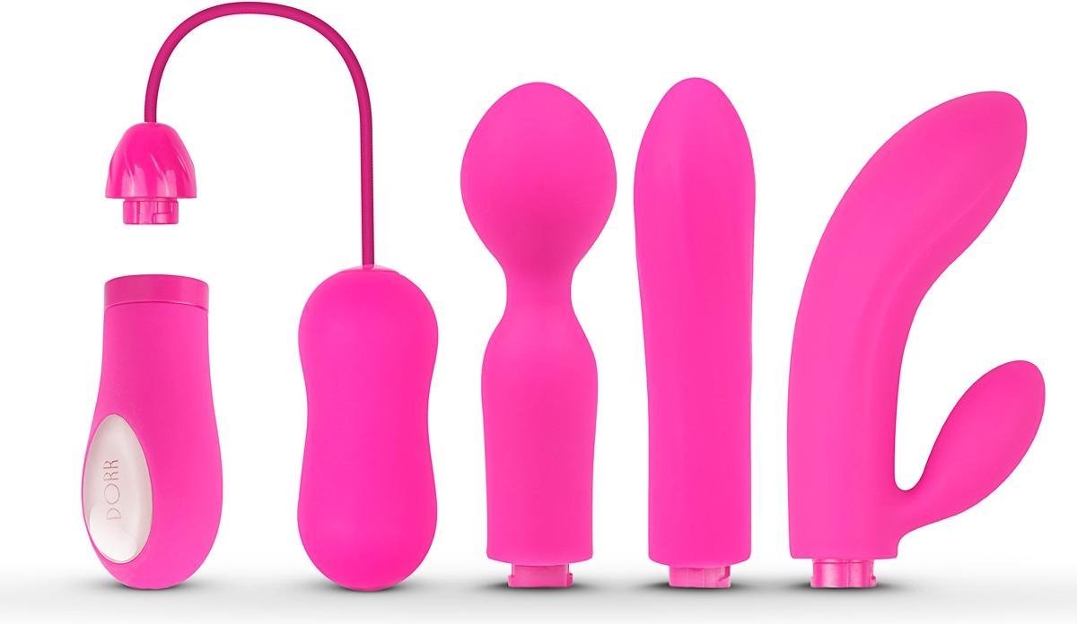 Dorr Mystic Vibrator met 4 verwisselbare koppen - roze