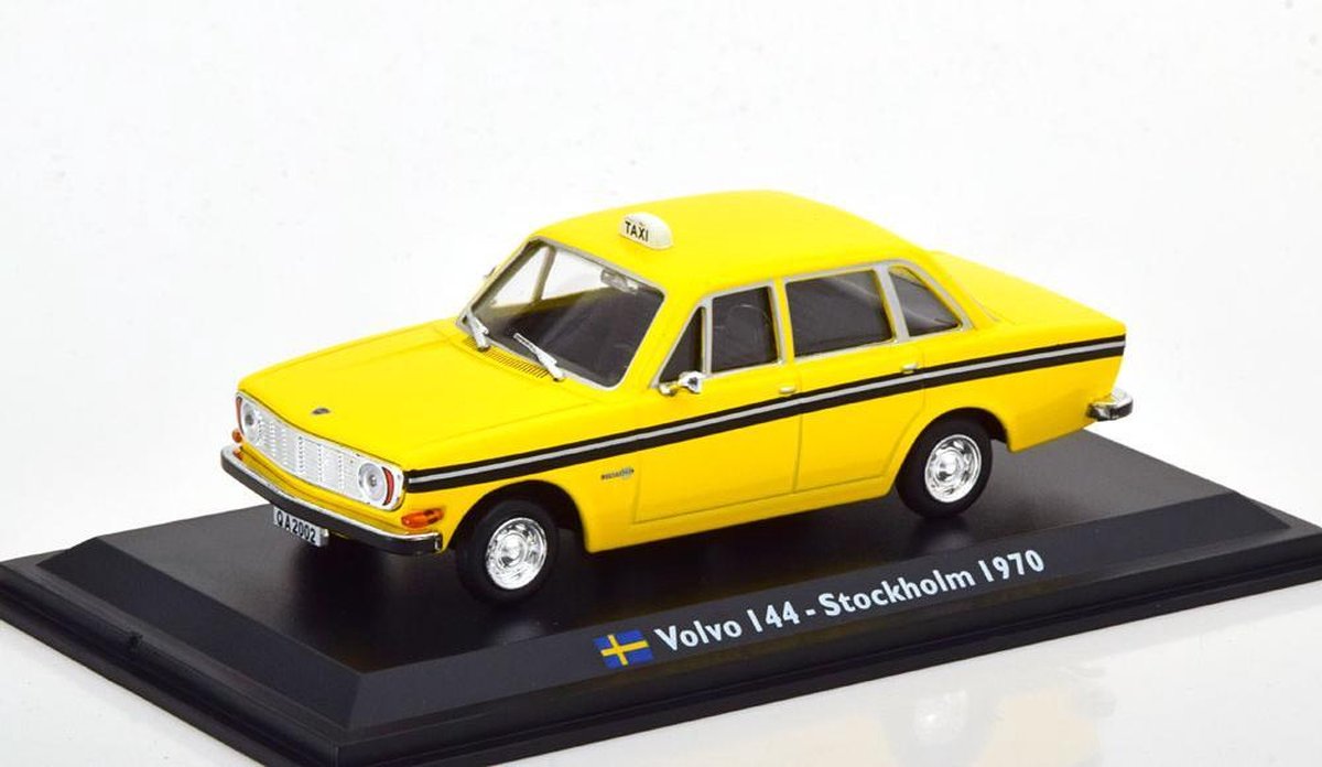 Volvo 144 Stockholm 1970 Taxi (Geel) (15cm) 1/43 Atlas - Modelauto - Schaalmodel - Modelauto - Miniatuurauto - Miniatuur autos