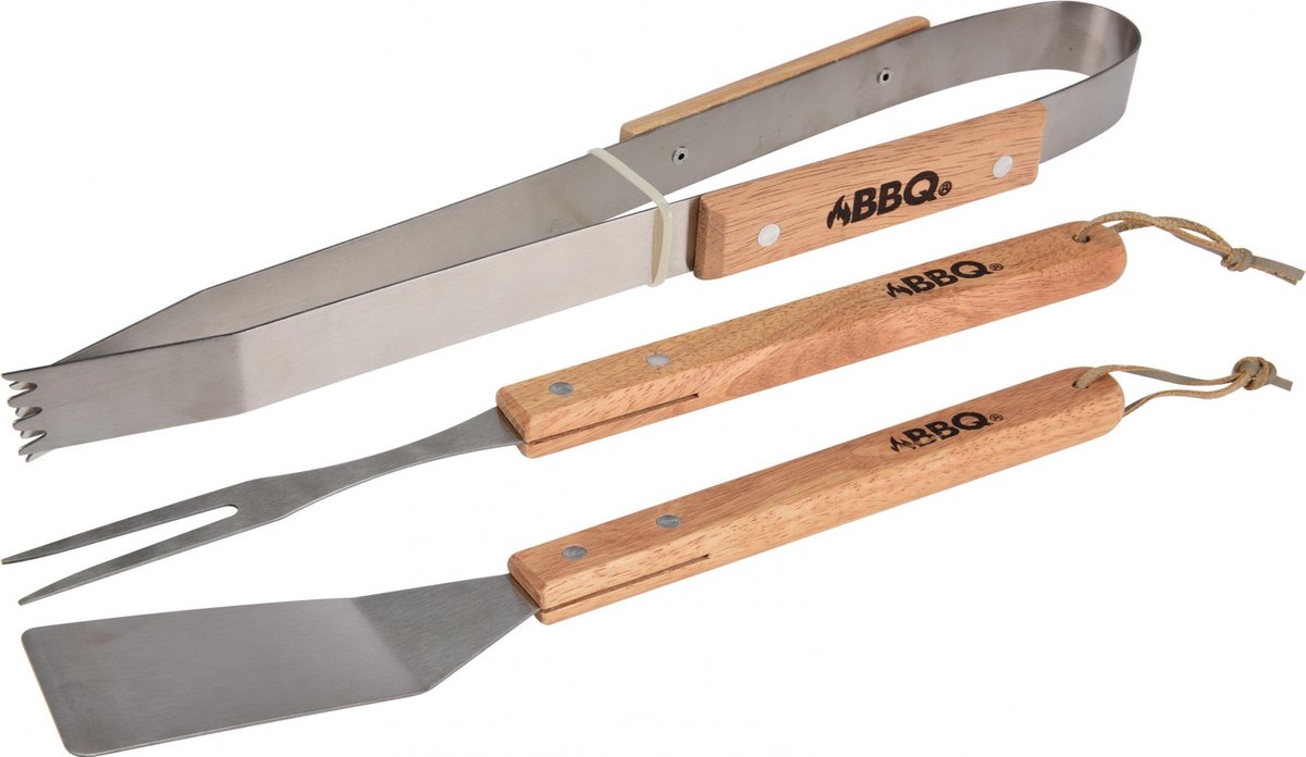 Bbq Barbecuegerei-set Met Houten Handvat 3-delig