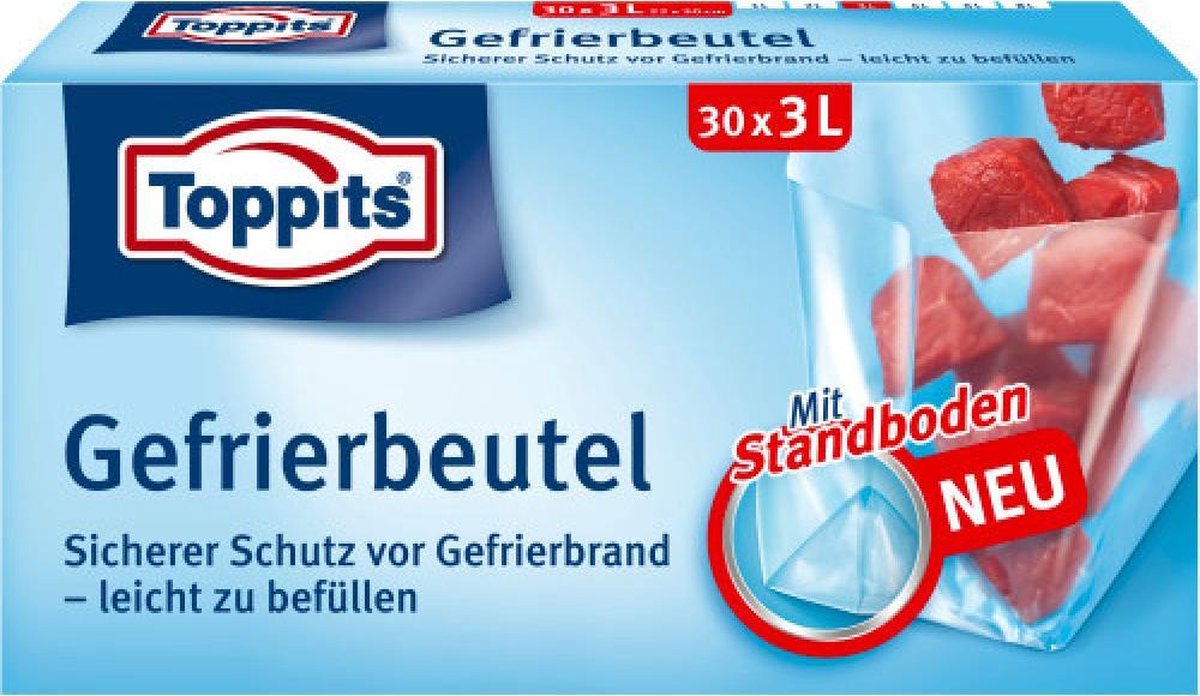 Toppits diepvrieszakken 3 liter 60 STUKS (2 x 30 stuks) - GEEN ZIPSLUITING