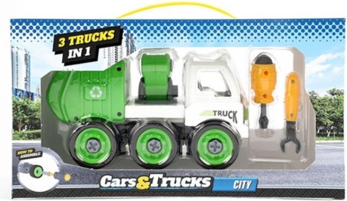 CARS&TRUCKS Vuilniswagen +schroevendr+sleutel