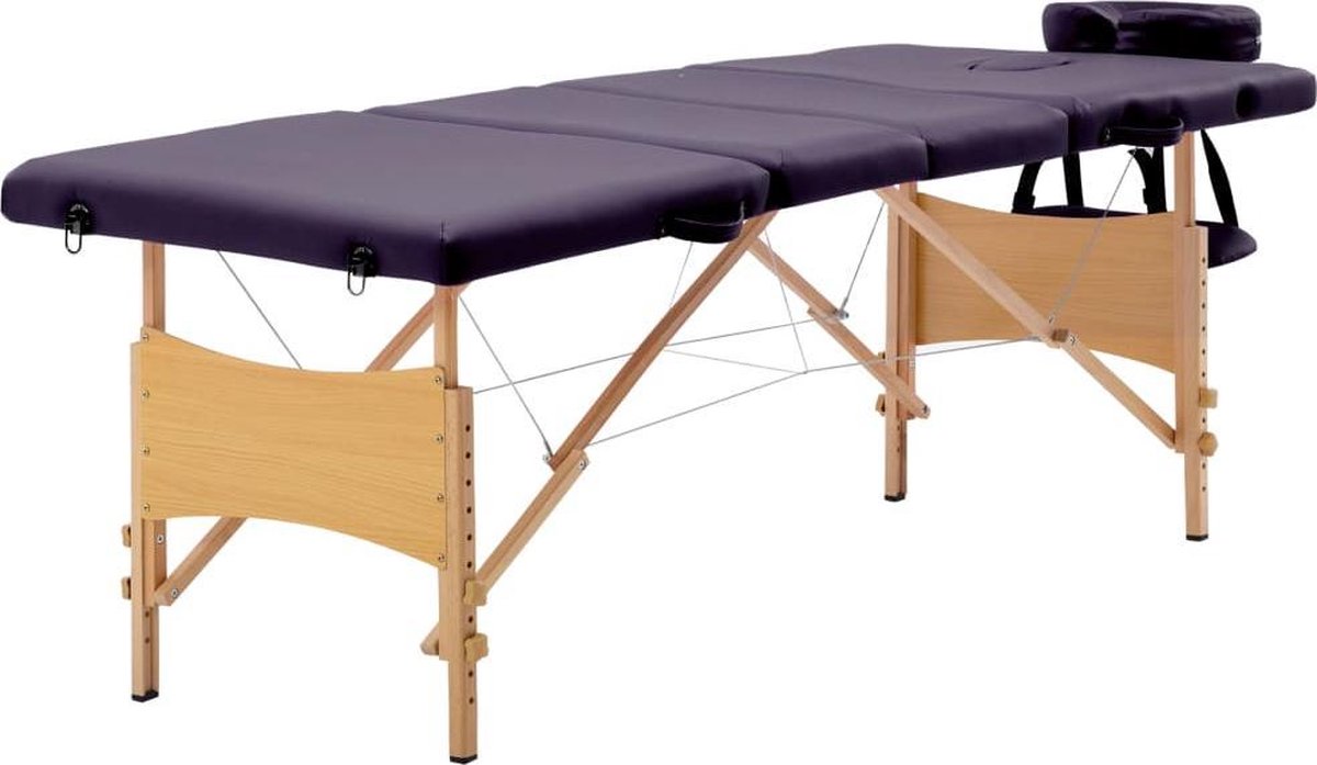 Medina Massagetafel inklapbaar 4 zones hout paars