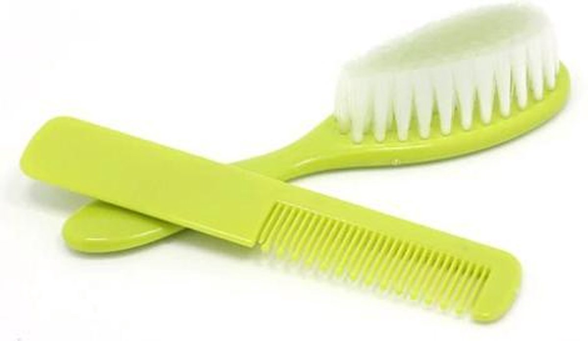 EPIN | Baby borstel + Baby kam | Zachte haartjes | Voor baby | GROEN