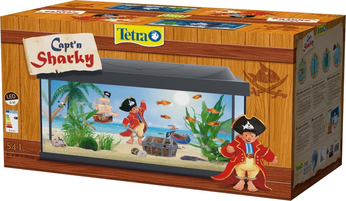 Tetra Capt'n Sharky 54 LED Aquarium - 62x37x33 cm - 54L - Zwart