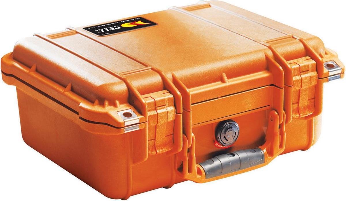 Peli 1400 Waterdichte Camerakoffer oranje met Foam Interieur