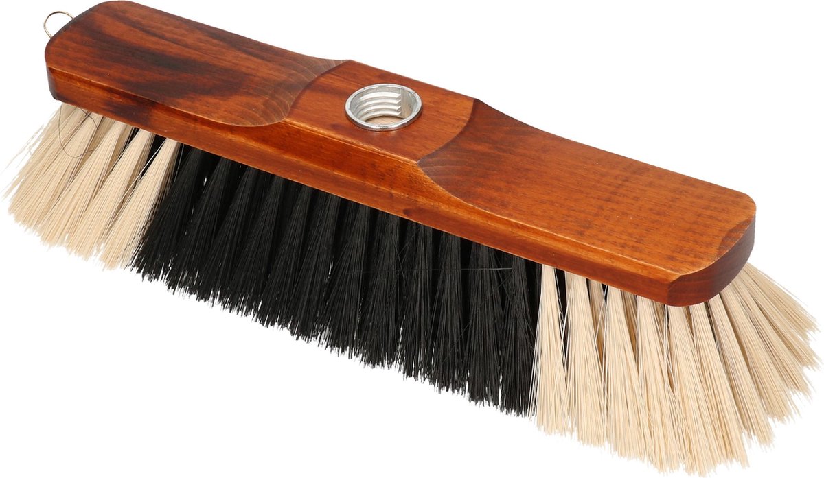 Houten zachte bezemkop zwart/bruin 28 cm - Kamerbezems/binnen bezems