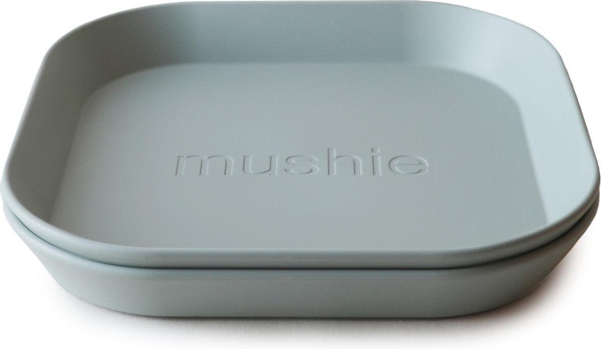Mushie bord vierkant - Kleur Sage - Set van 2 - Kinderservies