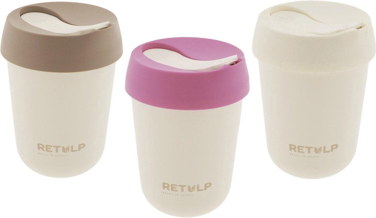 Retulp voordeelpakket Travel Cup Pink - 275 ml - Travel mug - Mok - Koffiebeker To Go
