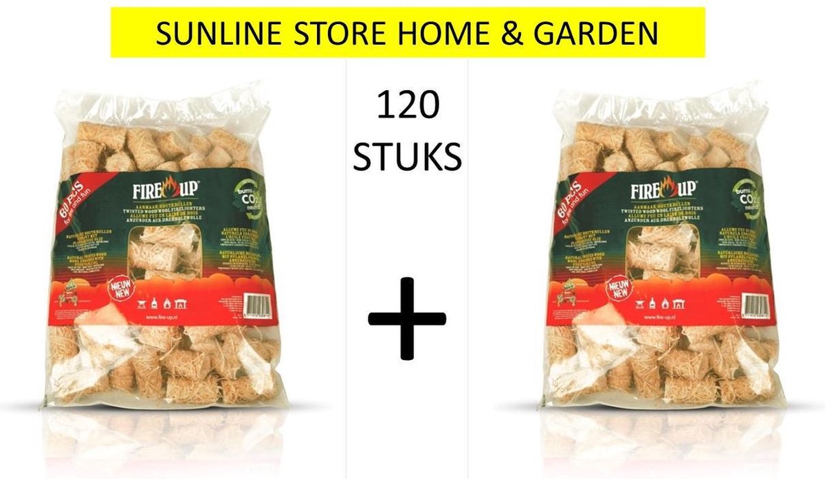 2 Zakken Fire Up Houtkrullen!!! (2 x 60 stuks)  - Milieu vriendelijk - CO2 Neutraal