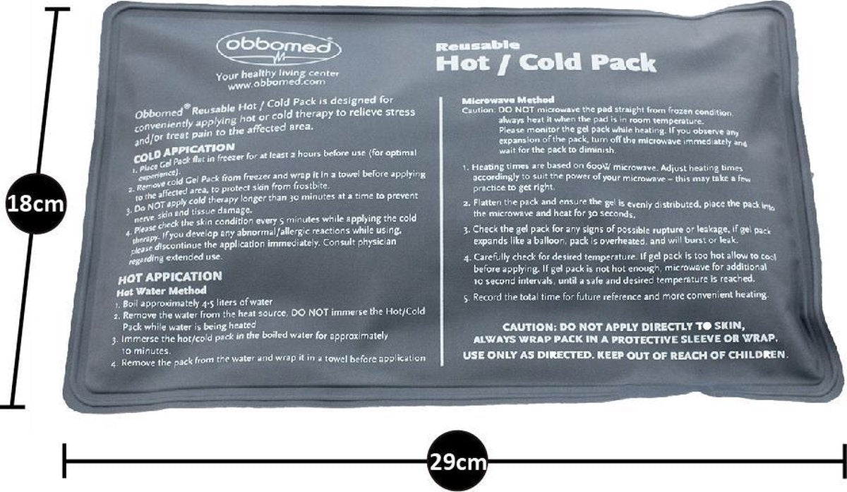 Warm en koud kompres (hot-cold pack) - 3 stuks – herbruikbaar- standaardformaat (18 x 29cm) - hulpmiddel tegen spierpijn