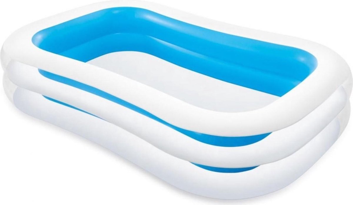 Zwembad rechthoek afm. 262x175x56cm 3ringen opblaasbaar kleur blauw