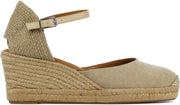 Unisa Vrouwen Textiel Espadrilles / Damesschoenen Plateauzool Hoogte 6 - 6.5 cm Gesp sluiting -  Caseres - Beige - maat 40