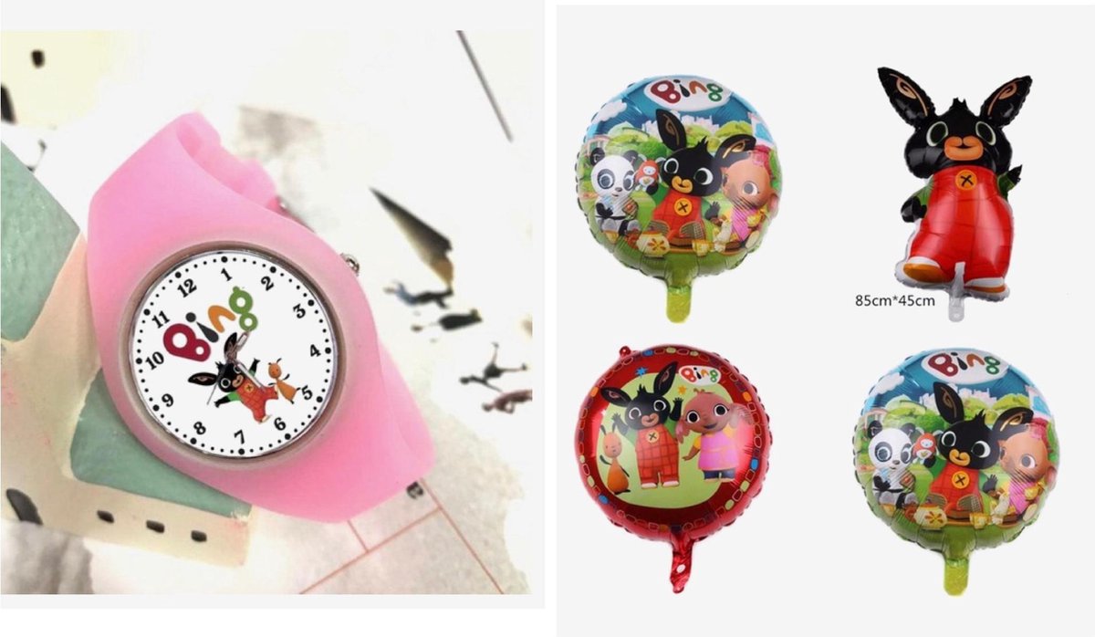 Bing horloge roze inclusief 4 folie ballonnen