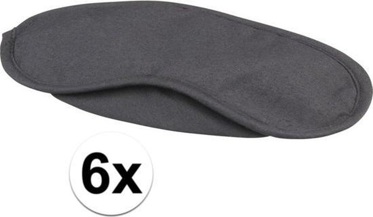 6x Zwarte verduisterende oogmaskers met 2 banden - Slaapmaskers/Reismaskers - Handig voor op reis/vakantie