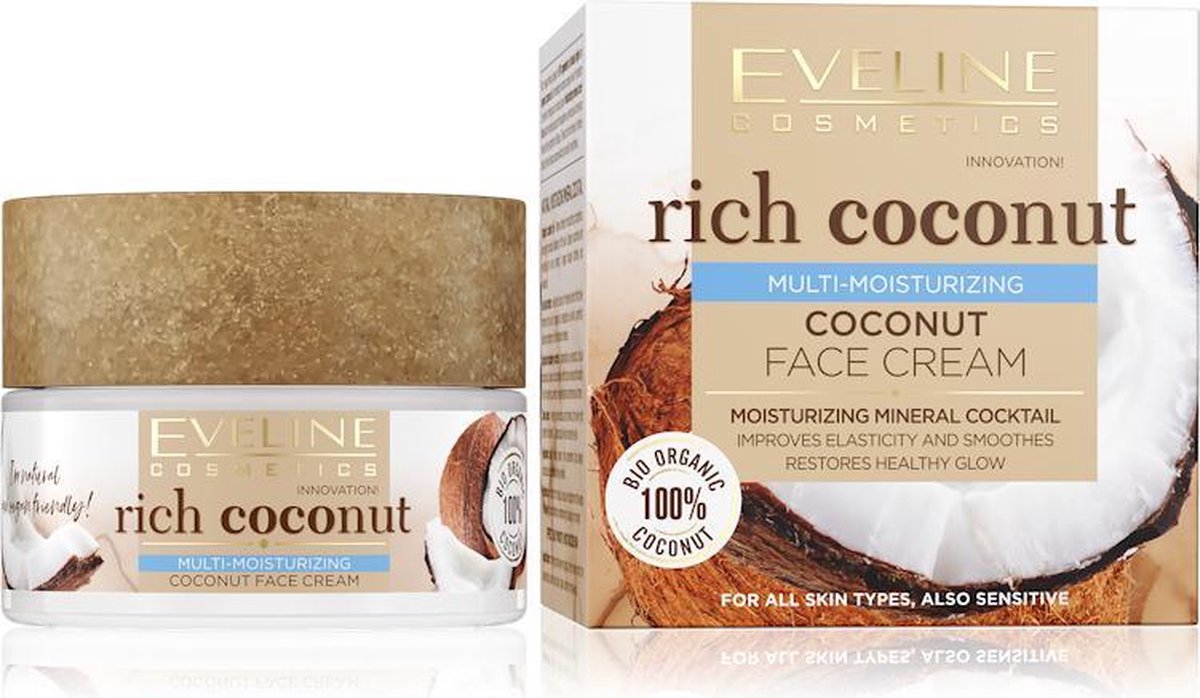 Eveline Cosmetics Rich Coconut Multi-Moisturizing Coconut Face Cream 50ml.