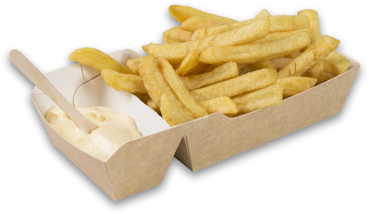Fonkels Frietbakje met sausvak - Medium - Karton