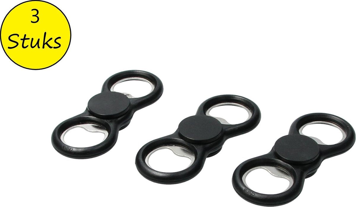Fidget spinner Anti Stress Set 3 stuks met flessen opener zwart