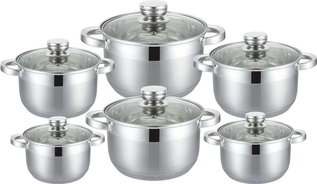 Edënbërg Classic Line - RVS Luxe Pannenset 12 delig - 9-Laags Bodem!
