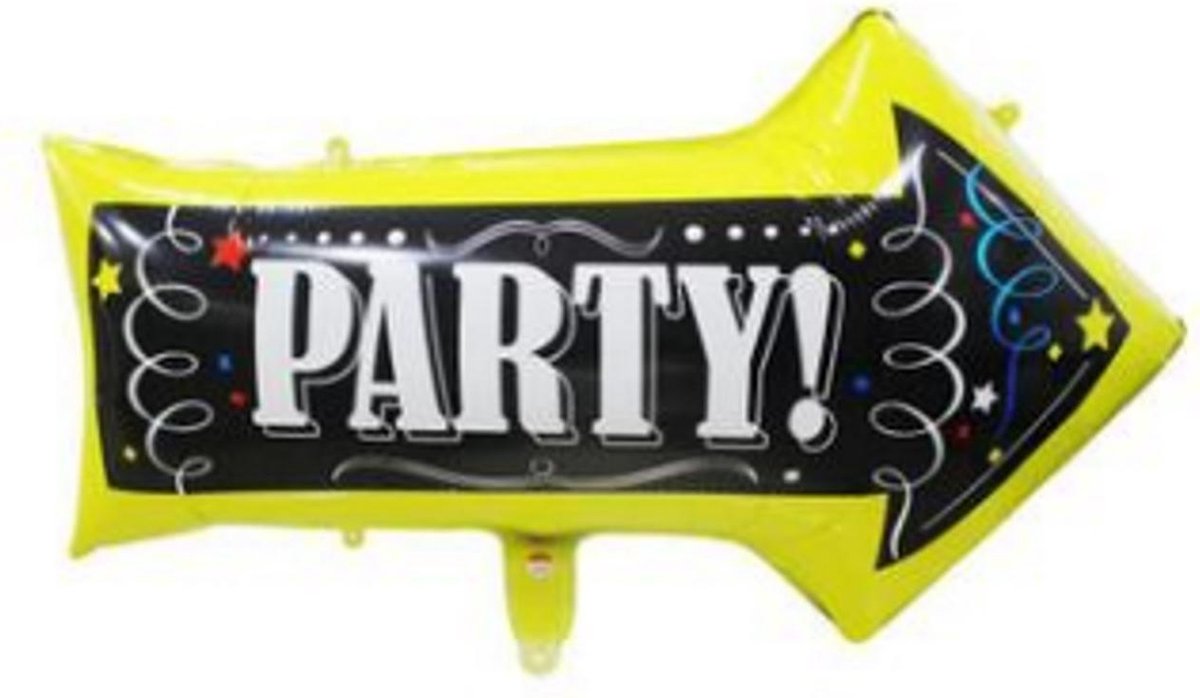 Folie ballon als pijl met tekst erop party 50*82 cm