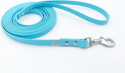 Miqdi BioThane hondenriem – licht blauw – 13 mm breed - 3 meter lang - met handvat