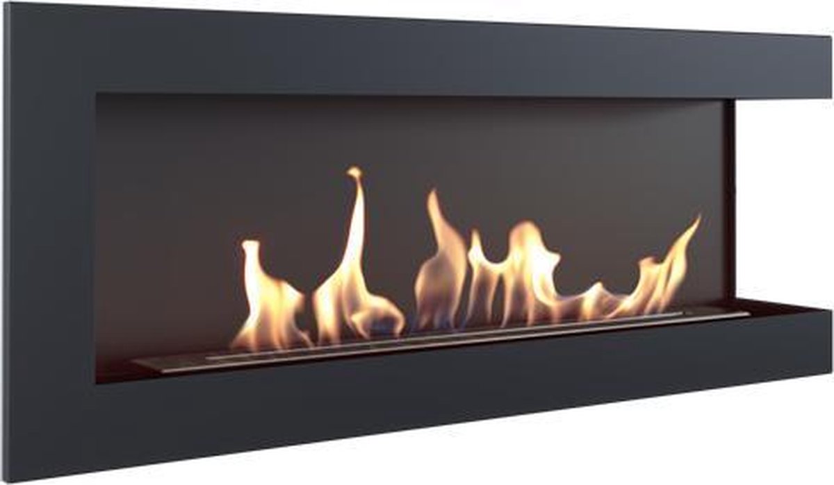 Kratki Delta Bio-Ethanol Sfeerhaard - Hoek Rechts (120x 48cm.) zwart