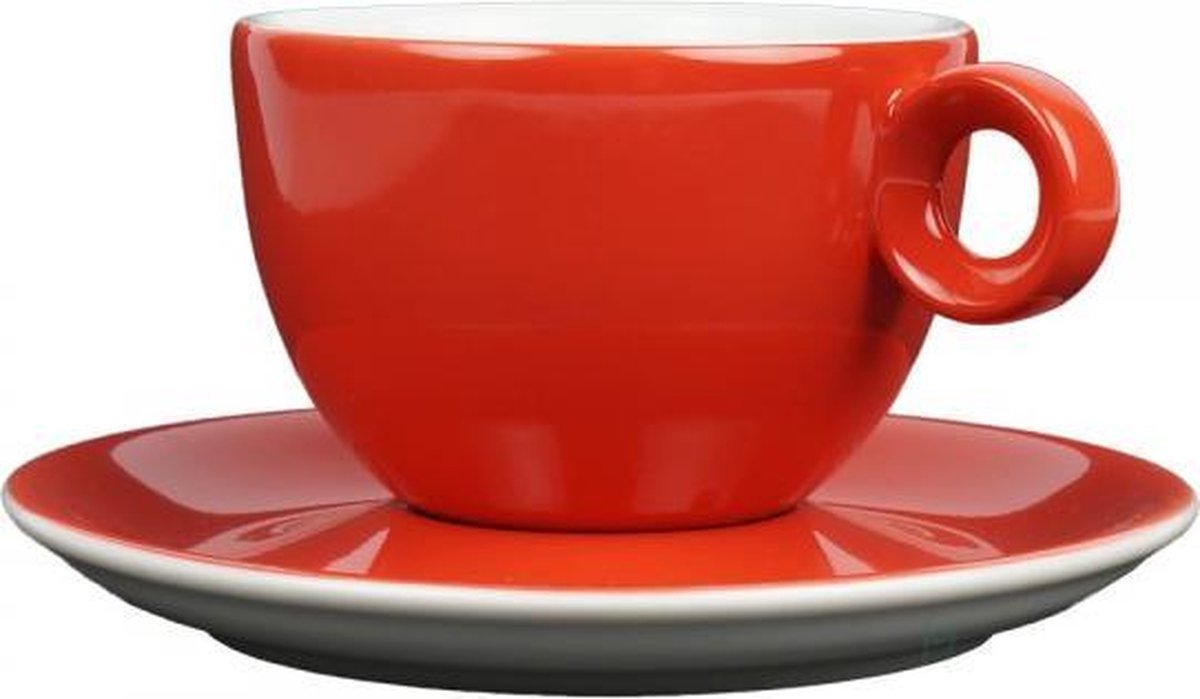 Cappuccinokopje met schotel - 200ml - Mosterdman - Rood