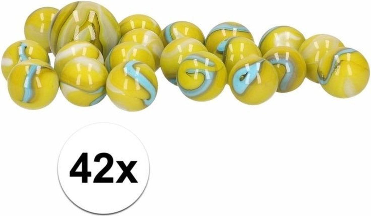 42 stuks Green Trolls knikkers verdeeld over 2 netjes - Buitenspeelgoed - knikkeren