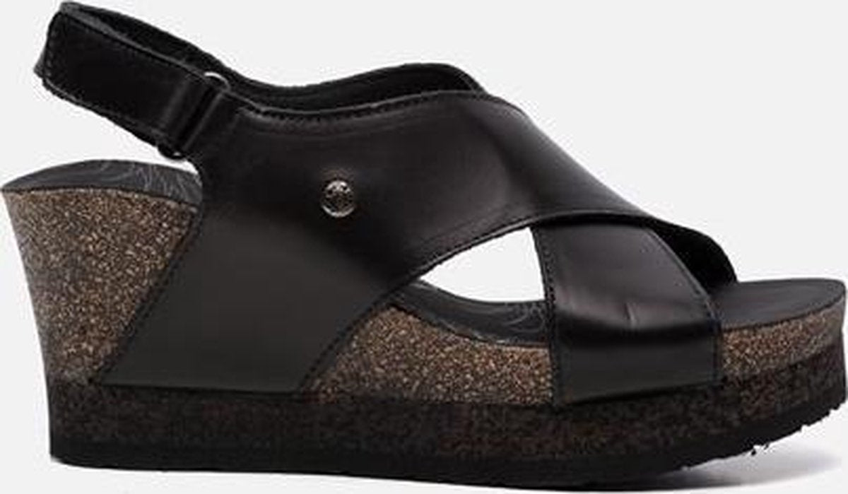 Panama Jack Valeska Nature B2 sandalen met sleehak zwart - Maat 40