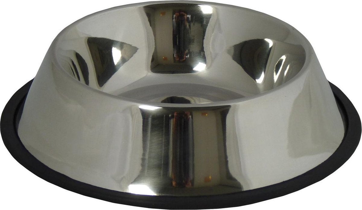 RVS voerbakmet rubberen rand 29cm/1