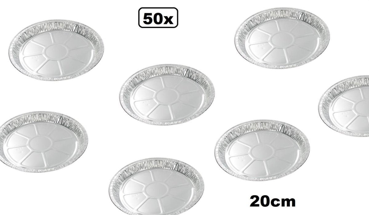 50x Aluminium ronde schaal 20cm - BBQ bakken thema feest festival koken appeltaart taart