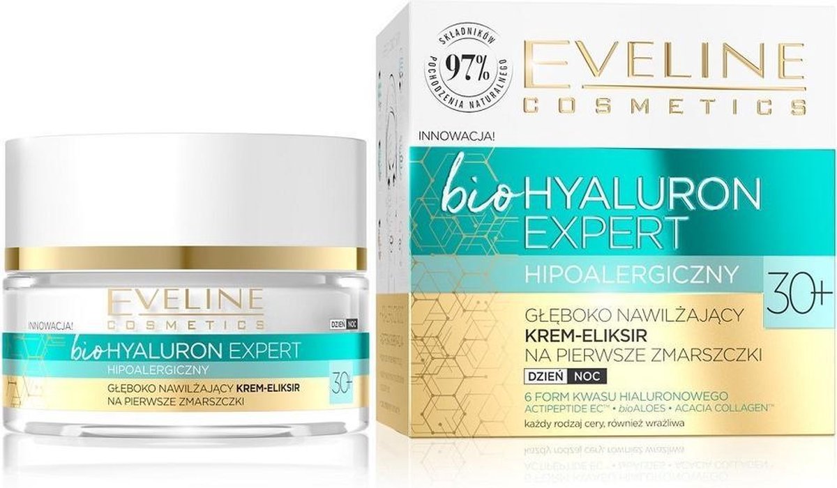 Eveline - Bio Hyaluron Expert 30+ Deep Moisturizing Cream-Elixir On First Wrinkles On Day And Night 50Ml