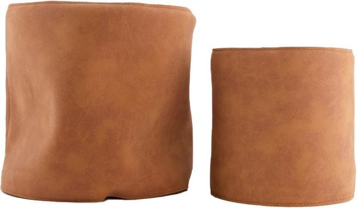 Plantenmand Leer Bruin Set