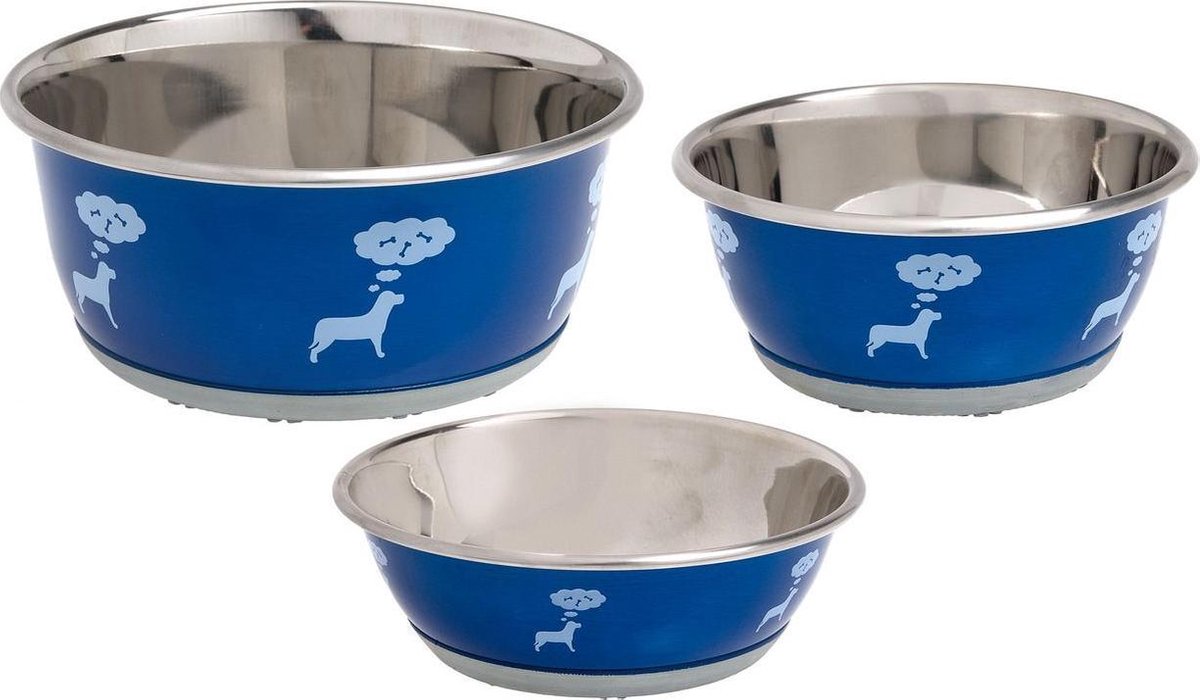 Stainl steel bowl selecta hungry dog blue