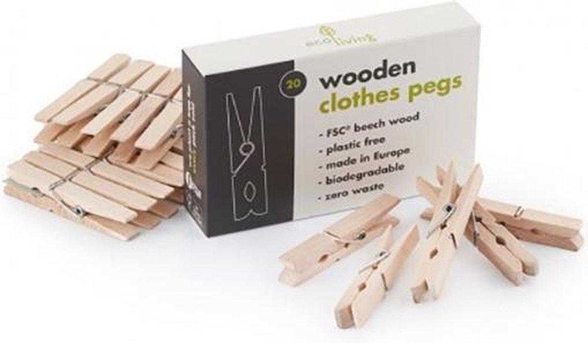 ecoLiving | Houten wasknijpers | 20 stuks