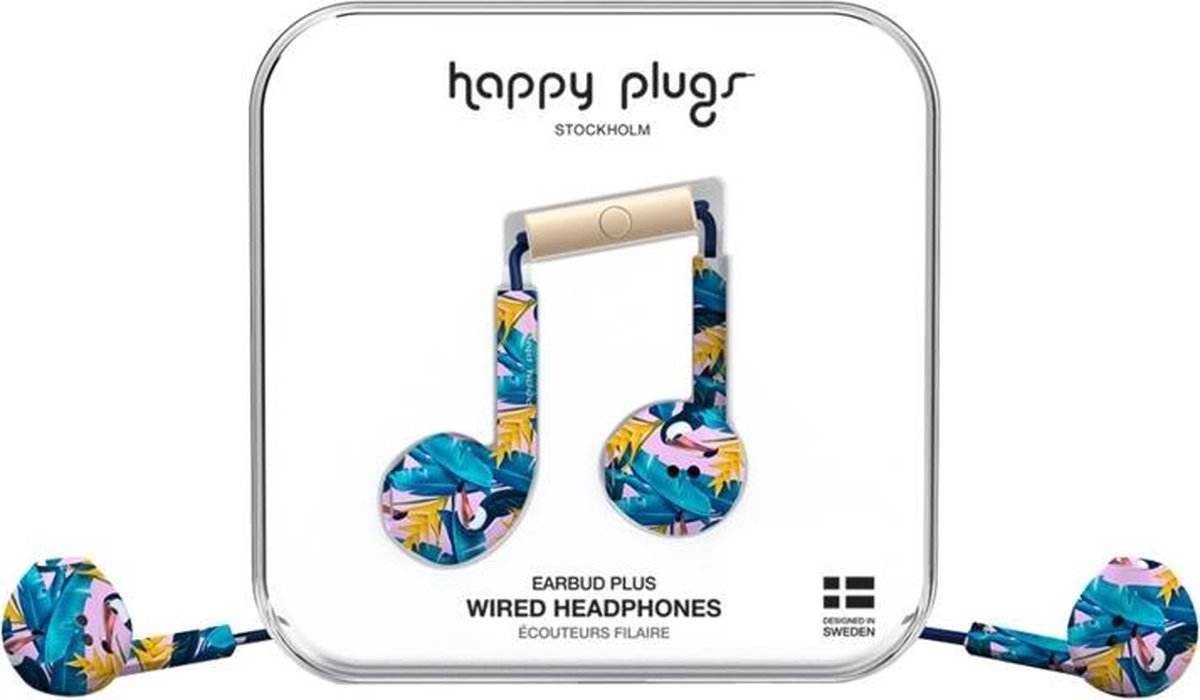 Happy Plugs Earbud Plus - In-ear oordopjes - Blauw/Roze jungle