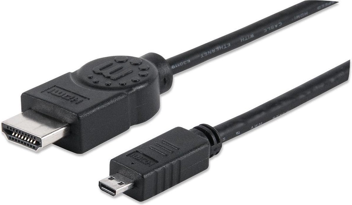 Manhattan HDMI Aansluitkabel 2.00 m 324427-CG Ultra HD-HDMI Zwart [1x HDMI-stekker - 1x HDMI-stekker D micro]