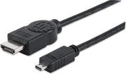 Manhattan HDMI Aansluitkabel 2.00 m 324427-CG Ultra HD-HDMI Zwart [1x HDMI-stekker - 1x HDMI-stekker D micro]
