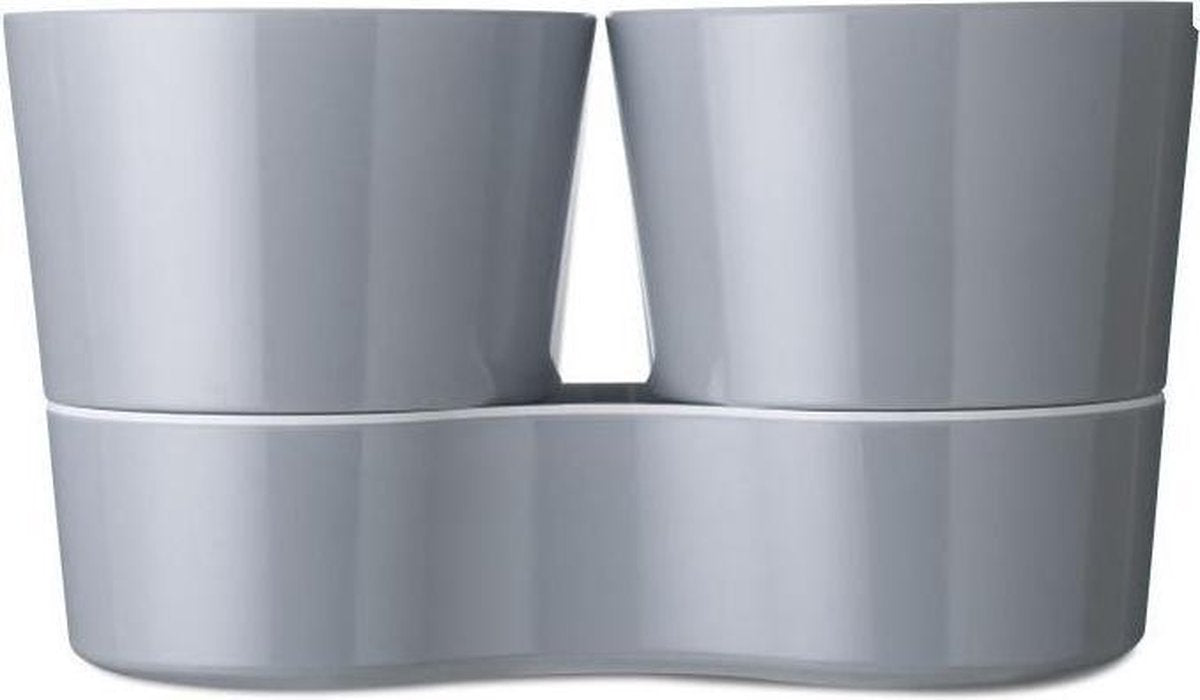 Mepal – Kruidenpot Twin - grey – automatische bewatering – altijd verse kruiden in de keuken – ook geschikt voor planten