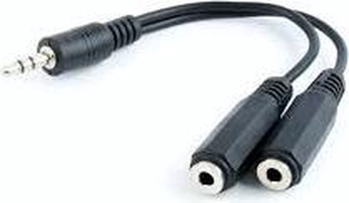 3.5mm audio splitterkabel 10cm zwart